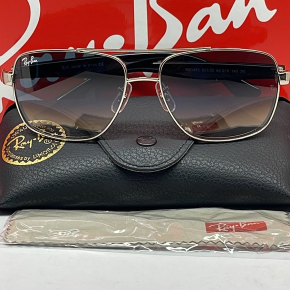 BNIB Rayban double bridge Silver with Gray Gradient Lenses 3438 - Picture 3 of 9